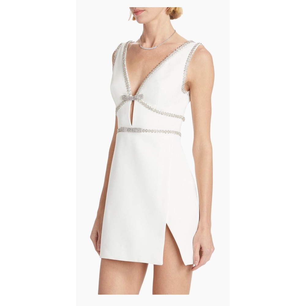 Self Portrait Mini Dress Sleeveless Rhinestone Detail Party Cocktail NWT - Picture 4 of 13